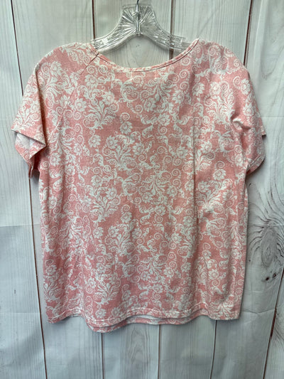 Shenanigans Women's Size L Pink Floral Short Sleeve Top