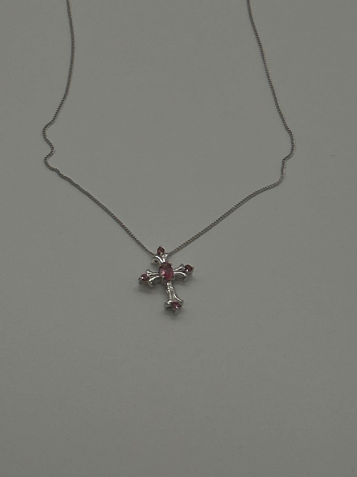 Stera Pink .925 Sterling Silver Cross Necklace