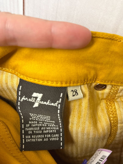 7 For All Mankind Women's Size 28 (5-6) Yellow Pants