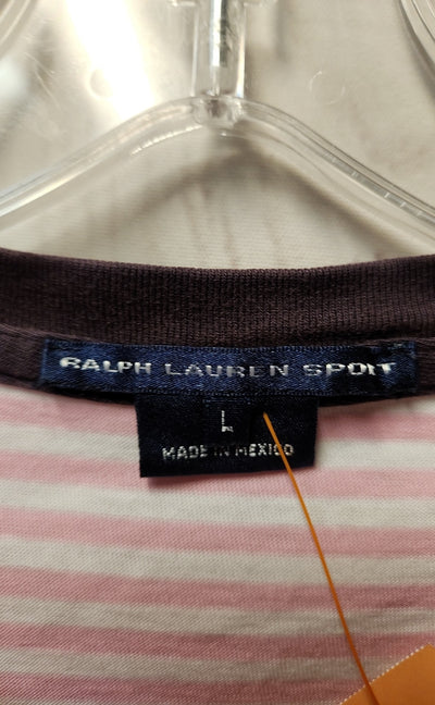Ralph Lauren Women's Size L Pink & White Short Sleeve Top