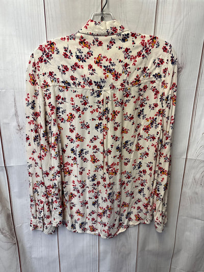 Beach Lunch Lounge Women's Size M Beige Floral Long Sleeve Top