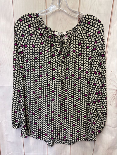 Chaus Women's Size L Black & White Polka Dot Long Sleeve Top