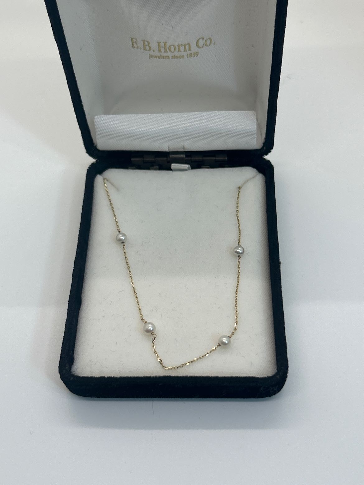 14K Yellow Gold 15" Pearl Spaced Necklace 2.17g