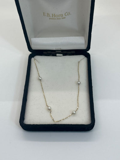14K Yellow Gold 15" Pearl Spaced Necklace 2.17g