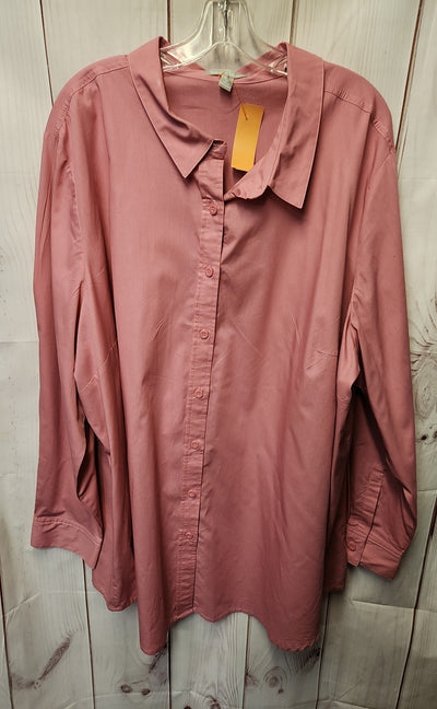 Woman Within Women's Size 3X Pink Long Sleeve Top