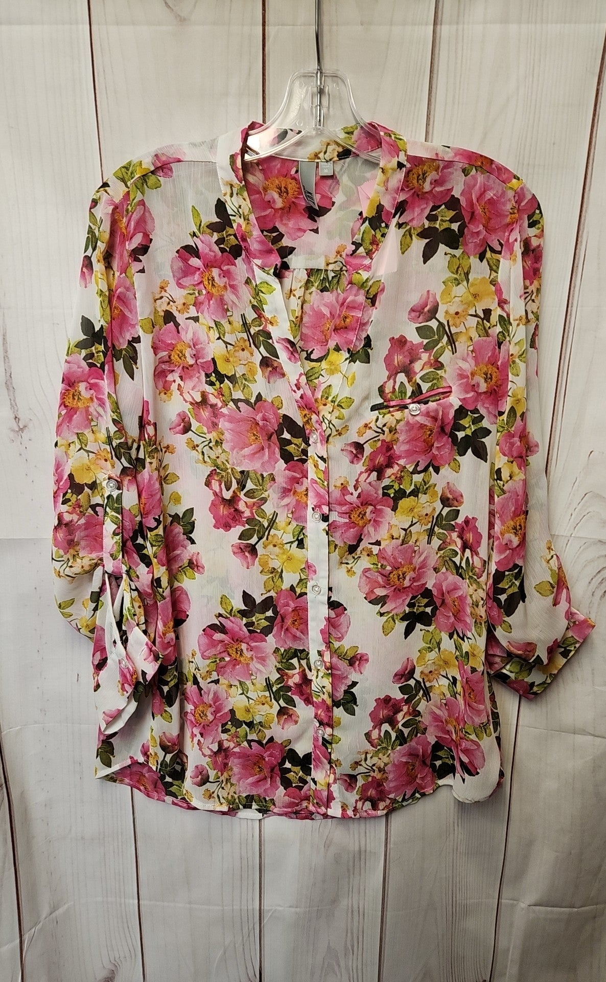 Kut from the Kloth Women's Size M Pink Floral Long Sleeve Top