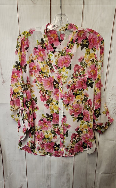 Kut from the Kloth Women's Size M Pink Floral Long Sleeve Top