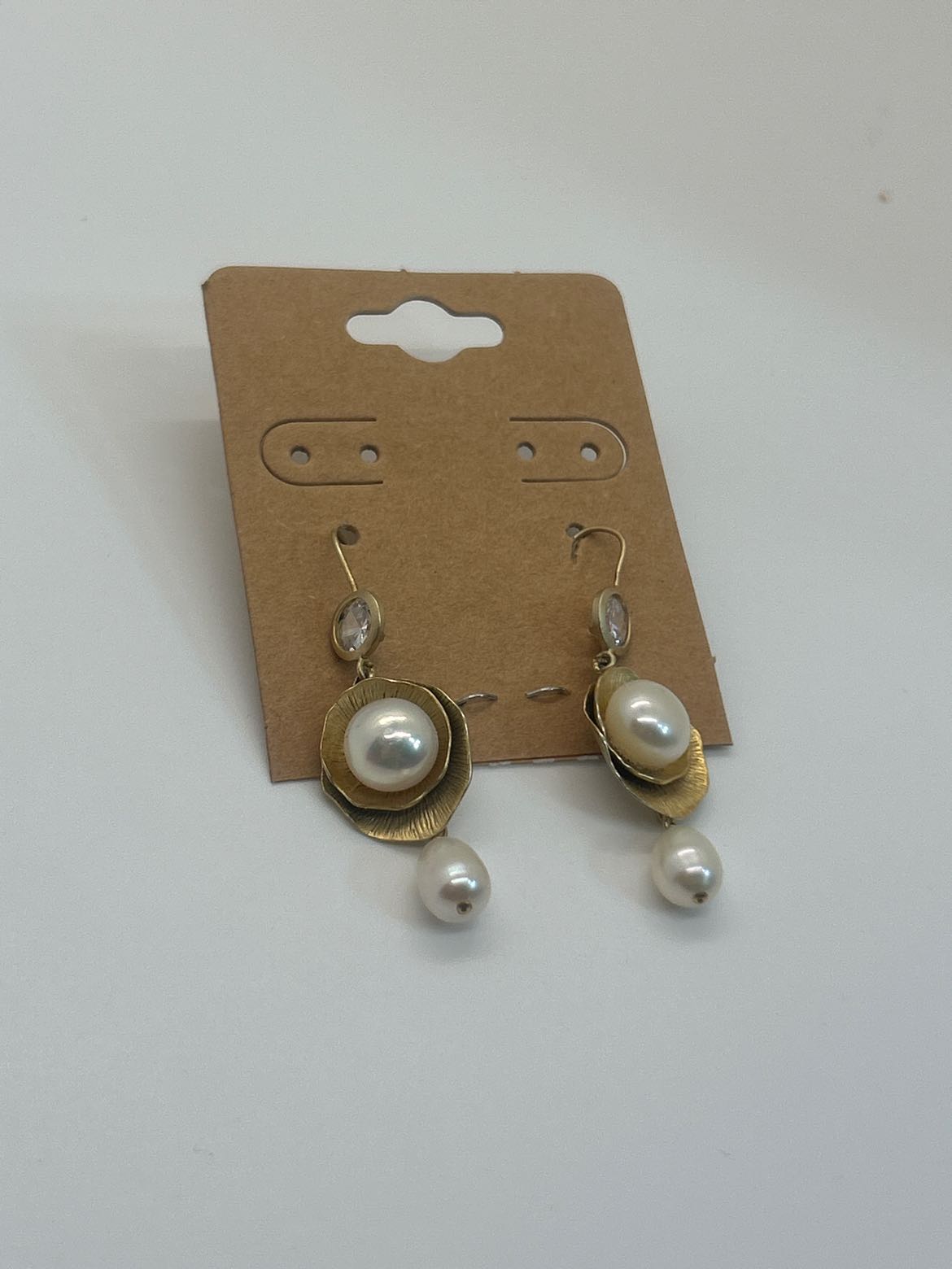 Gold with white bead dangle Earrings