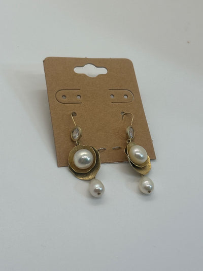 Gold with white bead dangle Earrings