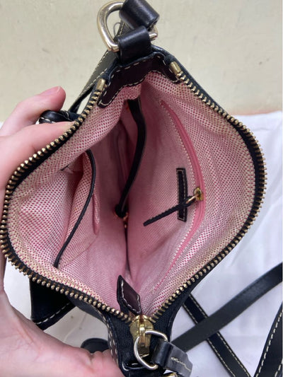 Dooney & Bourke Black Canvas Leather Trim Crossbody Purse Bag