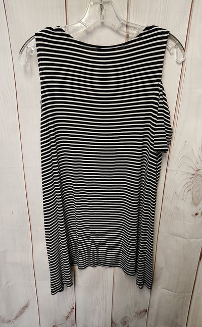 Jones New York Women's Size L Black & White Cold Shoulder Top
