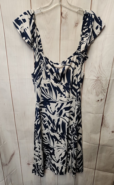 NWT Amana Women's Size M White & Blue Dress