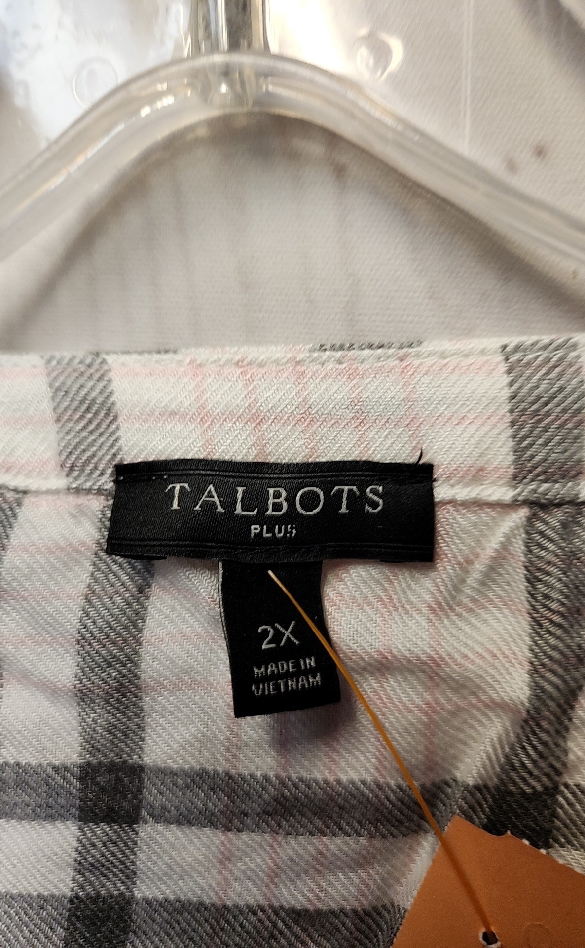 Talbots Women's Size 2X Gray & Pink Long Sleeve Top