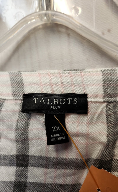 Talbots Women's Size 2X Gray & Pink Long Sleeve Top