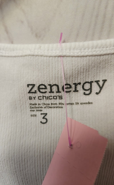 Zenergy - Chico's Women's Size 3 = US XL White & Gray Sleeveless Top