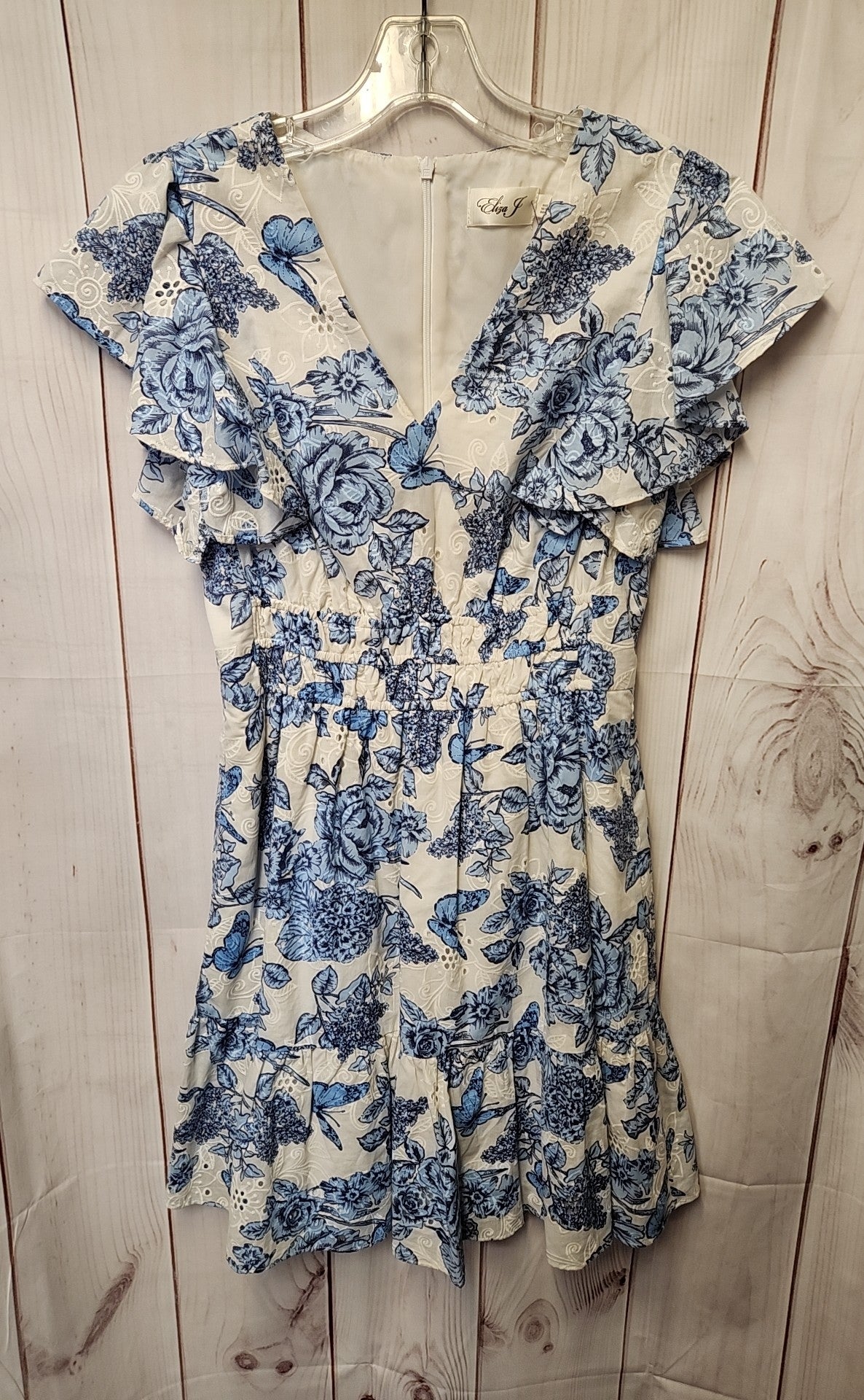 Eliza J Women's Size 4 White & Blue Floral Dress