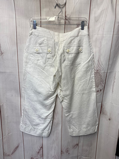 Old Navy Women's Size 4 White Linen Capris Just Below Waist