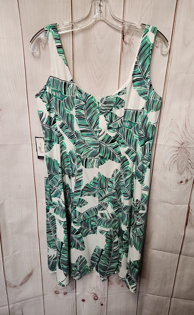 NWT Nine West Women's Size 12 White & Green Floral Dress