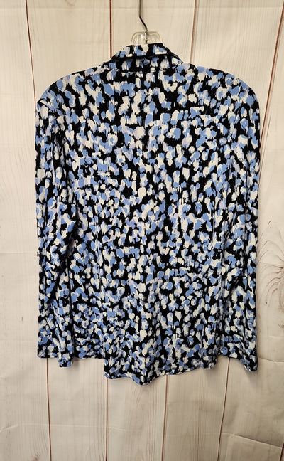 Jones New York Women's Size S Black & Blue Long Sleeve Top