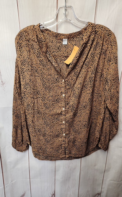 Old Navy Women's Size S Brown Animal Print Long Sleeve Top