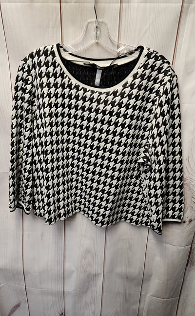 Kensie Women's Size XL White & Black 3/4 Sleeve Top