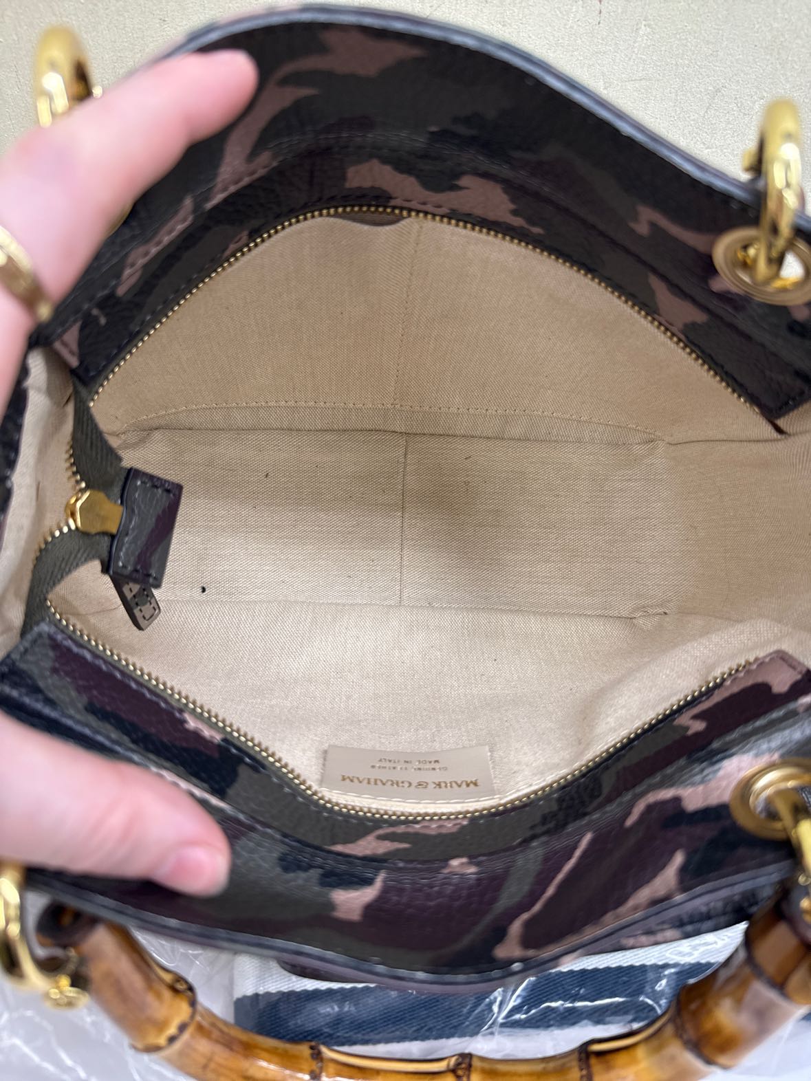 Mark & Graham Green Leather Camoflage Purse Bag w/ 3 Crossbody Straps