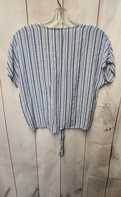 Universal Thread Women's Size XS White & Blue Short Sleeve Top