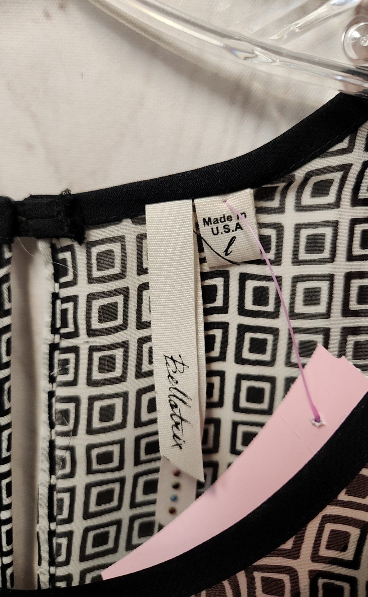 Bellatrix Women's Size L White & Black Short Sleeve Top