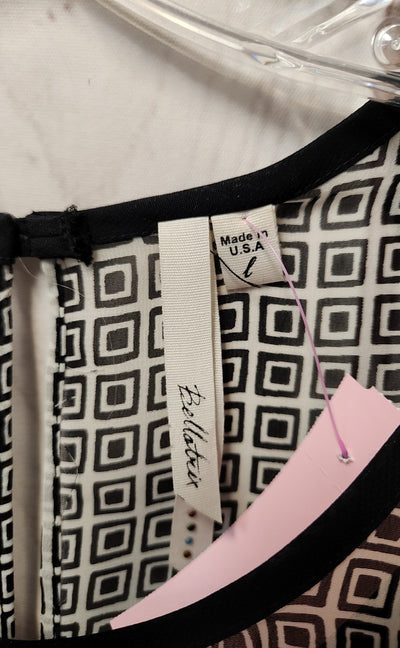 Bellatrix Women's Size L White & Black Short Sleeve Top