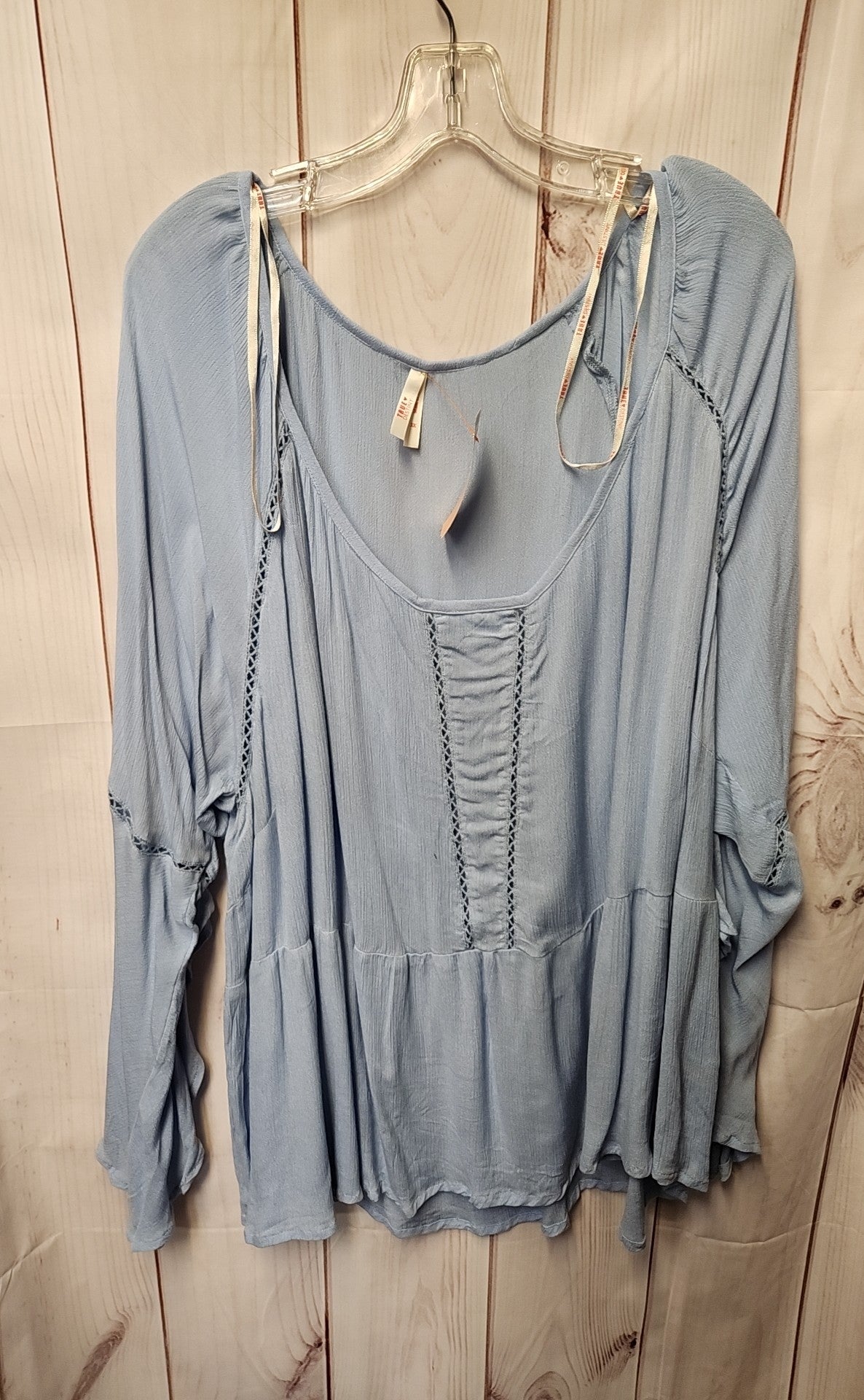 True Destiny Women's Size 3X Light Blue 3/4 Sleeve Top