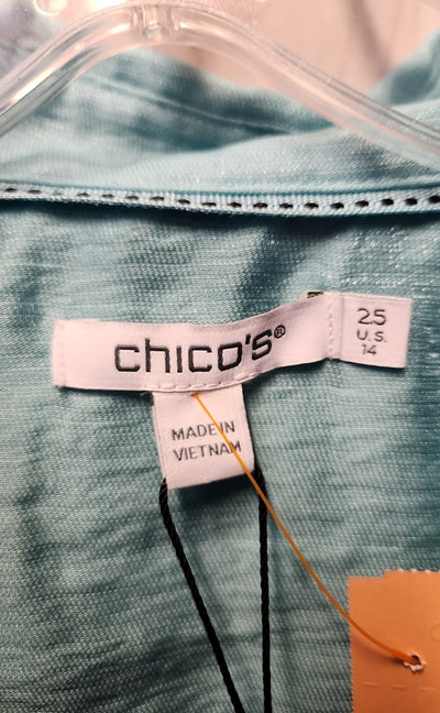 NWT Chico's Women's Size 2.5 = US 14 Light Blue Long Sleeve Top