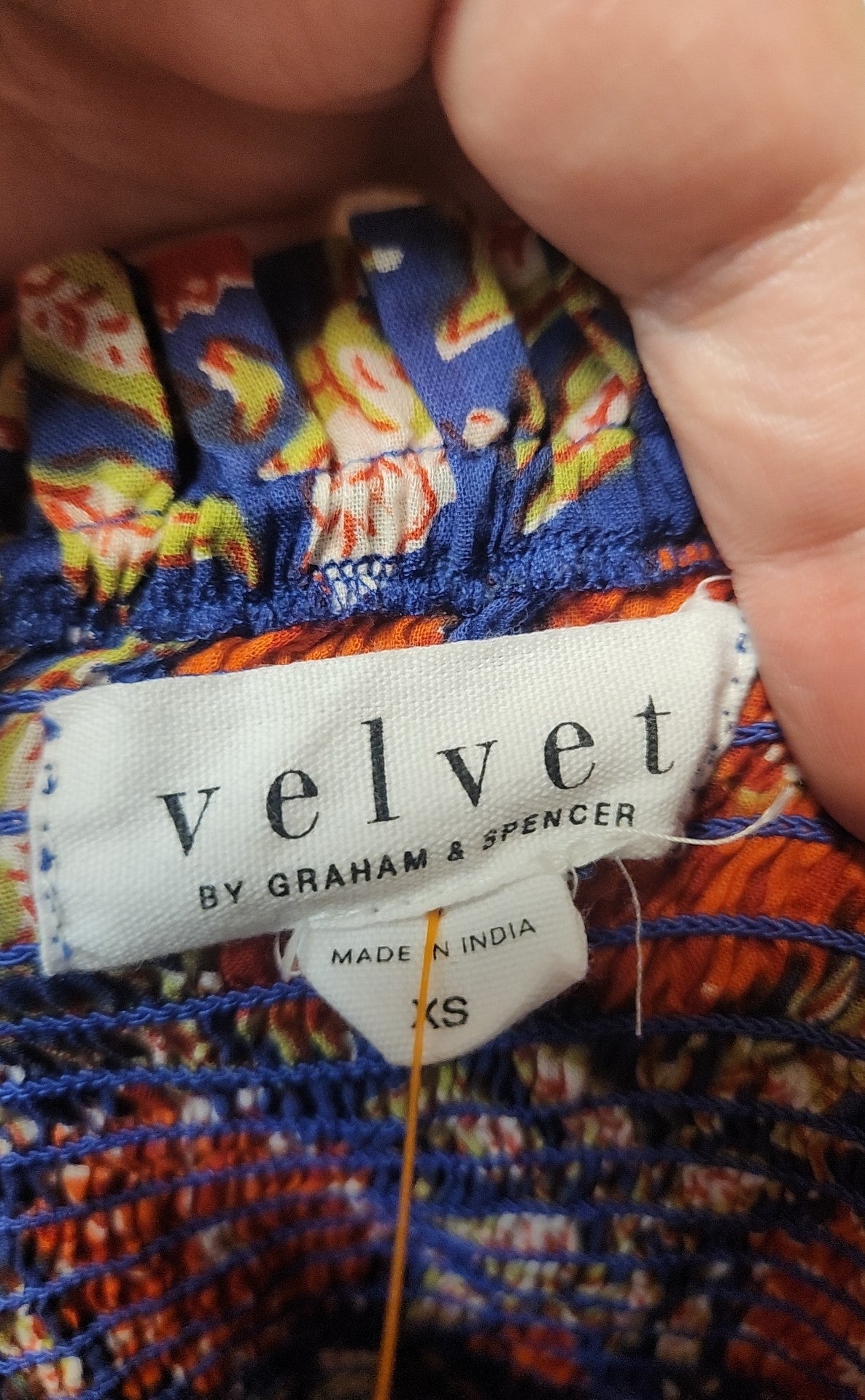 Velvet by Graham & Spencer Women's Size XS Blue & Red Floral 3/4 Sleeve Top