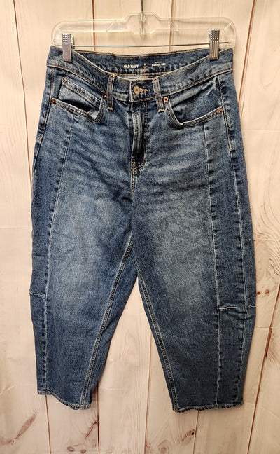 Old Navy Women's Size 29 (7-8) Petite Blue Jeans High Rise Barrel Leg