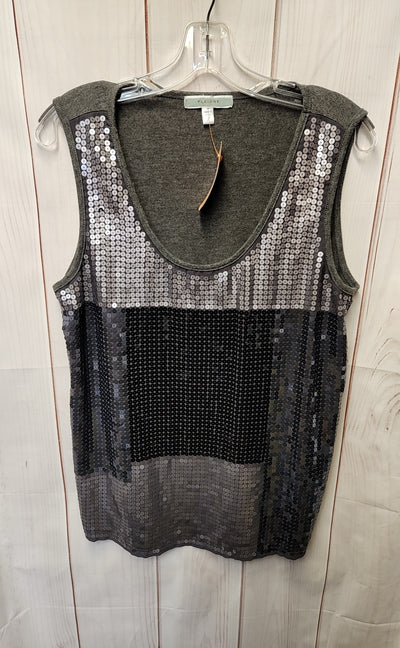 Pleione Women's Size L Gray Sequined Sleeveless Top