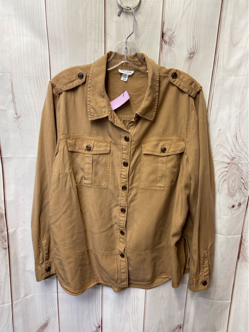 Tribal Jeans Women's Size 1X Brown Long Sleeve Top