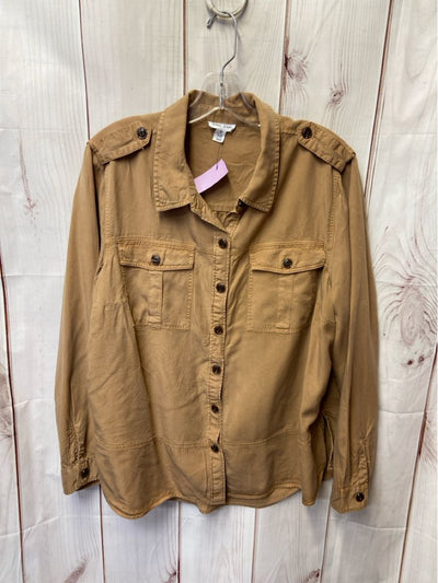 Tribal Jeans Women's Size 1X Brown Long Sleeve Top