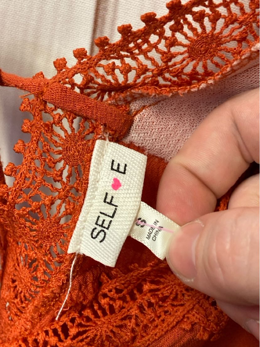 Self E Women's Size S Orange Short Sleeve Top