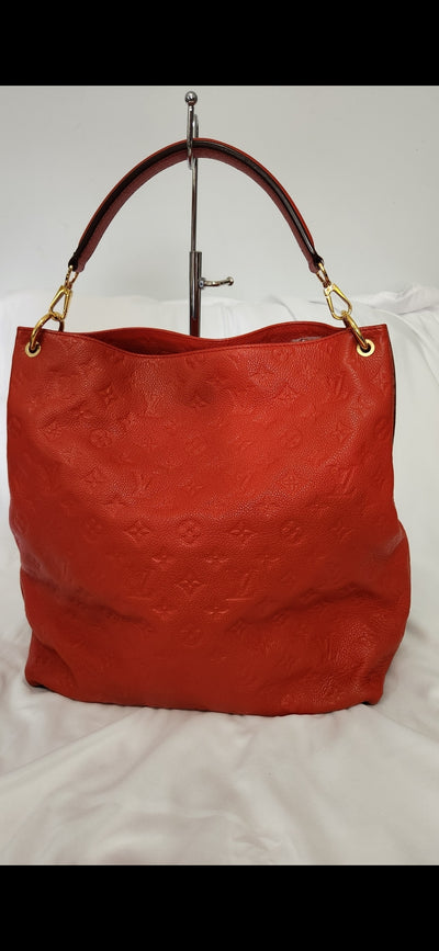 COA Louis Vuitton Red Leather Monogram Empreinte Metis Hobo Bag Purse Shoulder