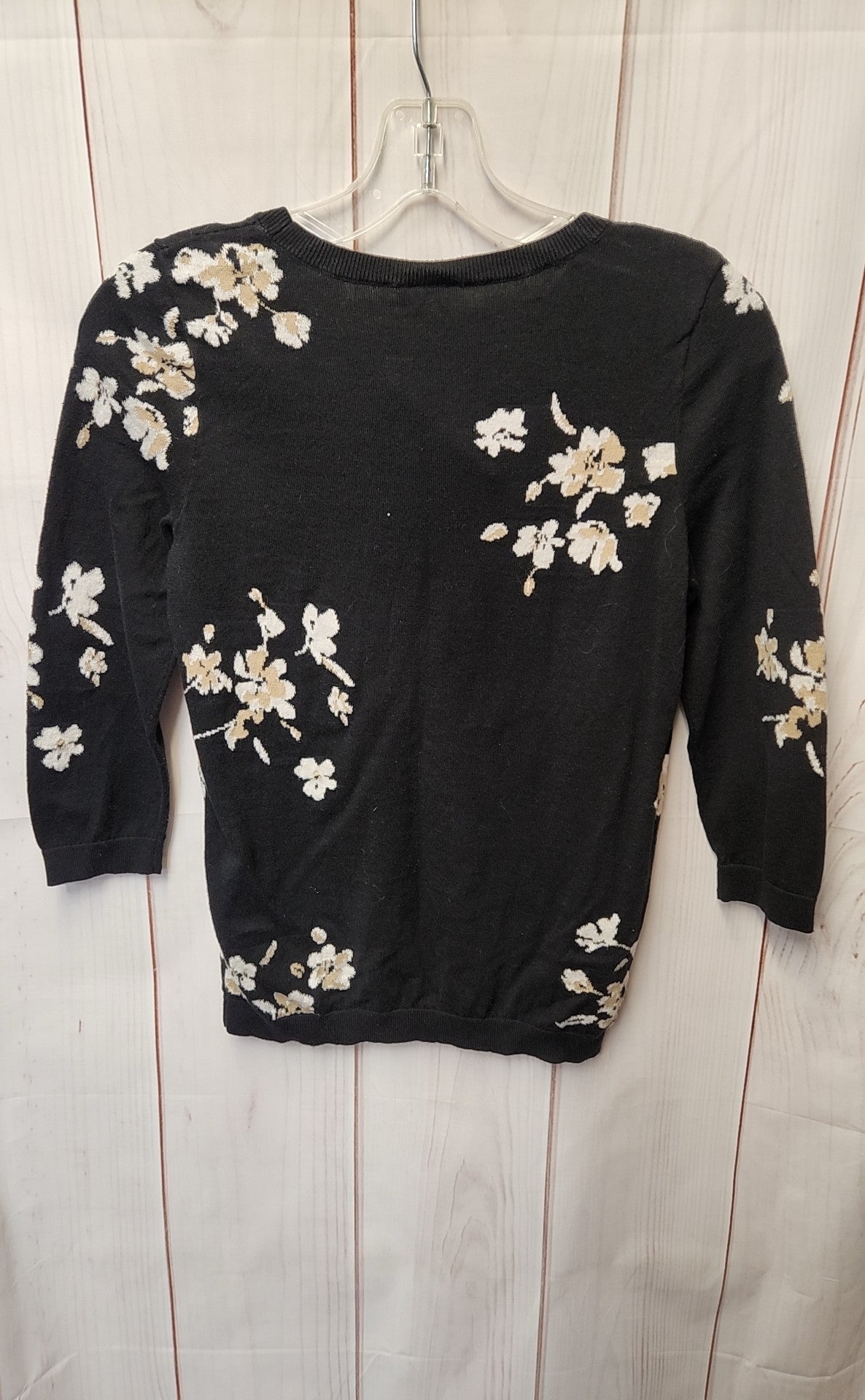 Ann Taylor Women's Size S Petite Black Floral Sweater