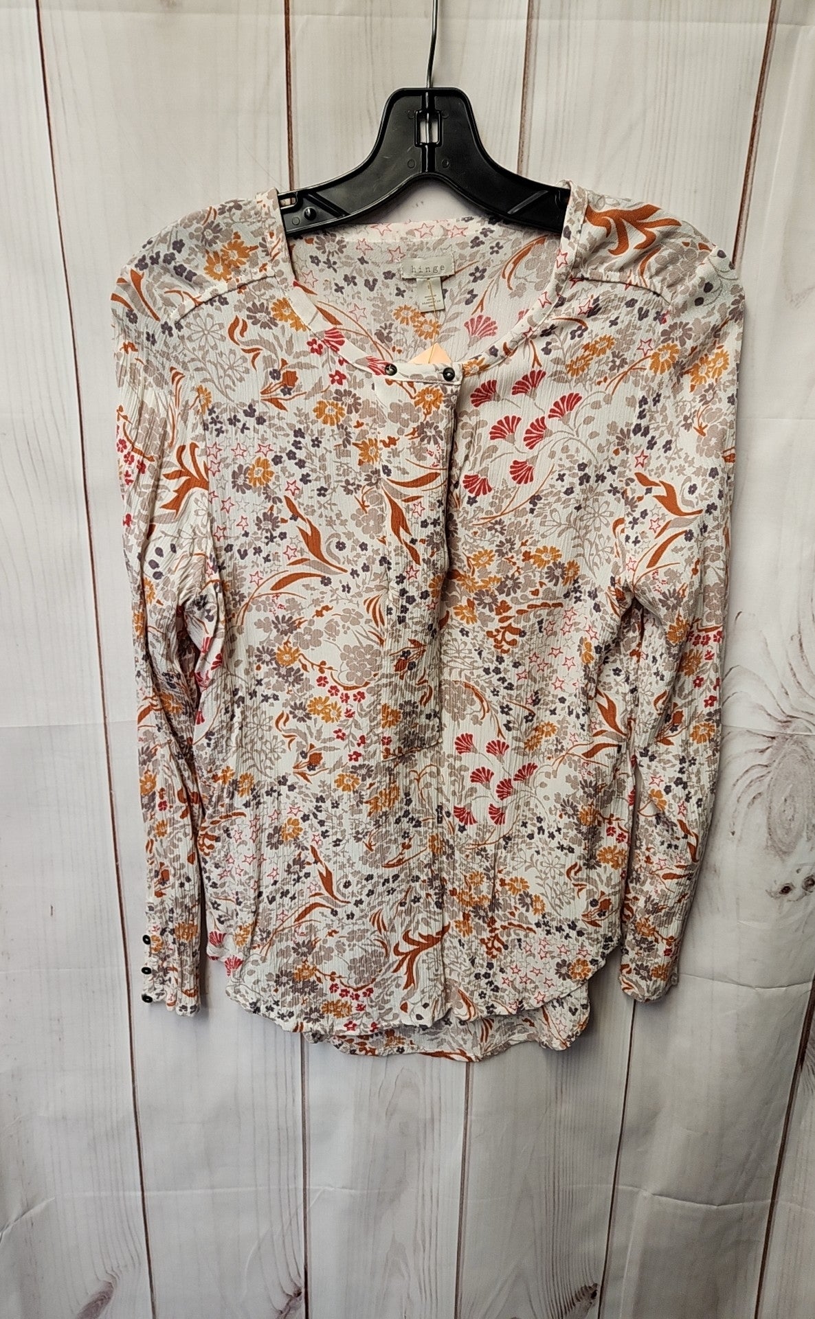 Hinge Women's Size S White & Pink Long Sleeve Top