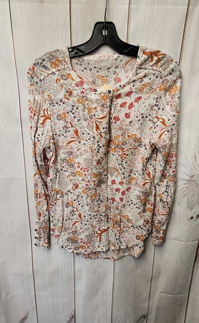 Hinge Women's Size S White & Pink Long Sleeve Top