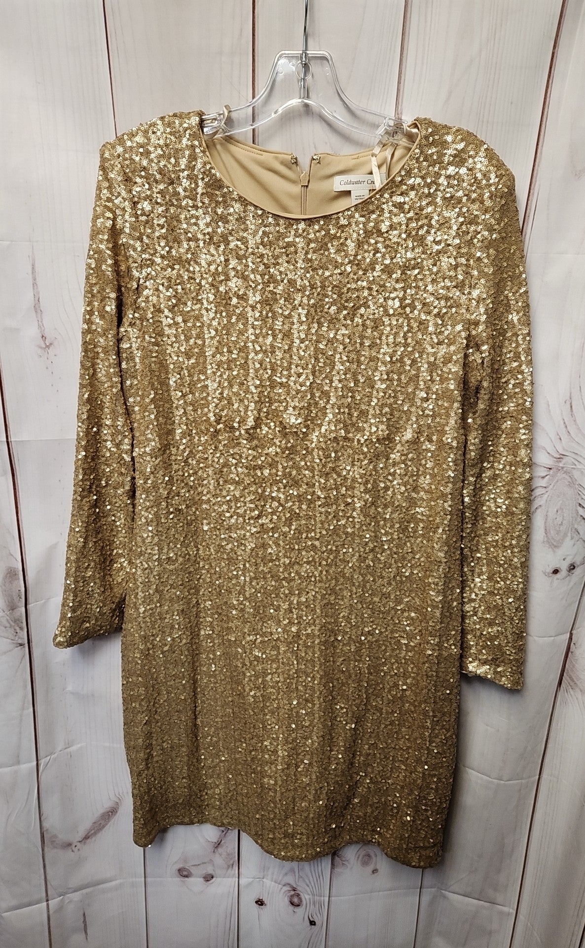Coldwater Creek Women's Size 14 Beige Sequined Dress