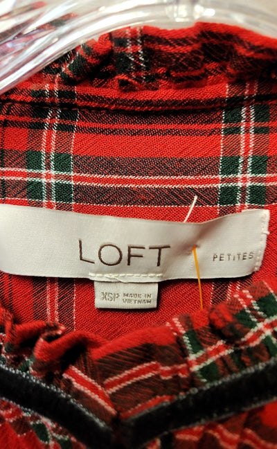 Loft Women's Size XS Petite Red Long Sleeve Top
