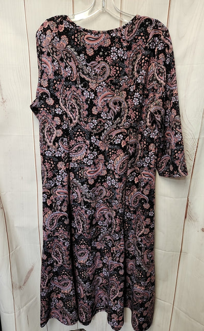 NWT Nina Leonard Women's Size XL Black & Purple Dress