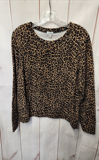 J Crew Women's Size XL Brown Animal Print Sweatshirt
