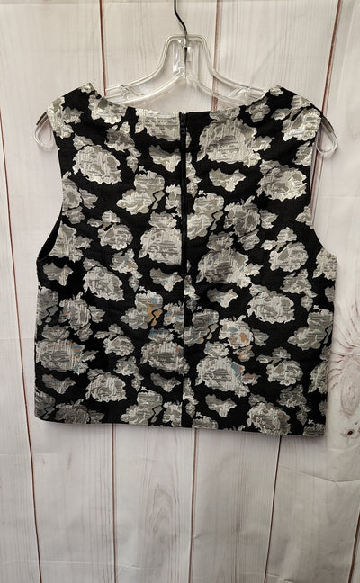 Adrienne Vittadini Women's Size 8 Black & White Floral Sleeveless Top