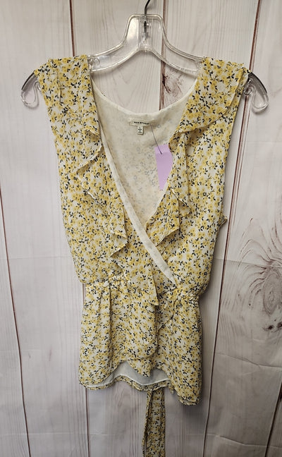 Max Studio Women's Size L Yellow Floral Sleeveless Top