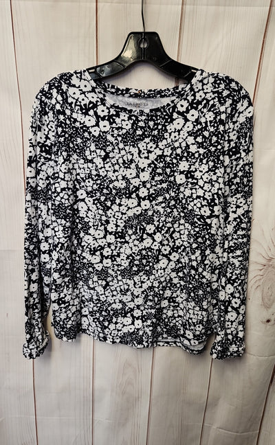 Talbots Women's Size L Petite Navy Floral Long Sleeve Top