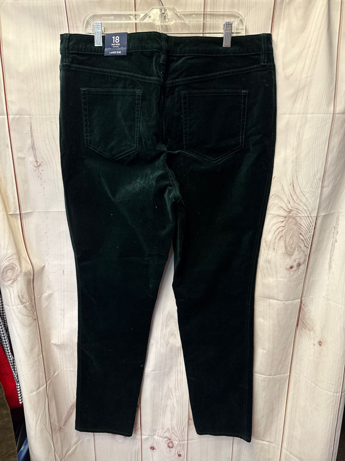NWT Lands End Women's Size 18 Green Mid Rise Slim Leg Pants