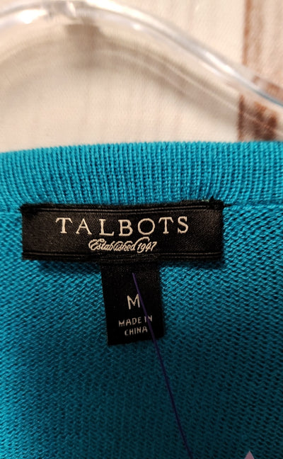 Talbots Women's Size M Blue Floral Cardigan